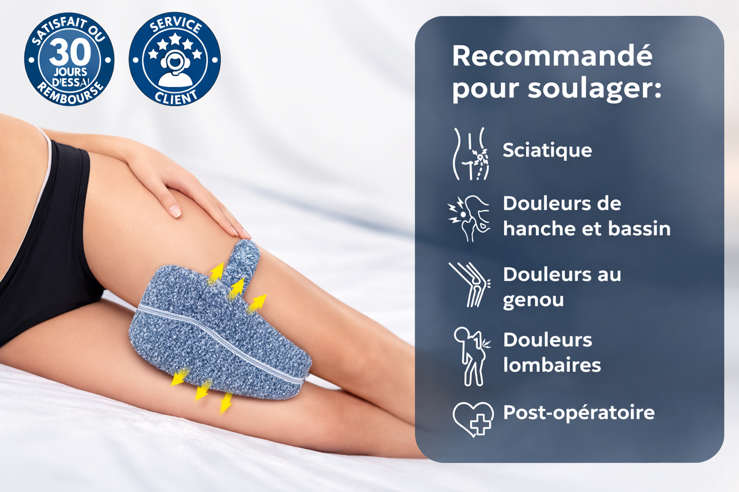 Coussin de genoux ergonomique – Alignement & confort pendant le sommeil