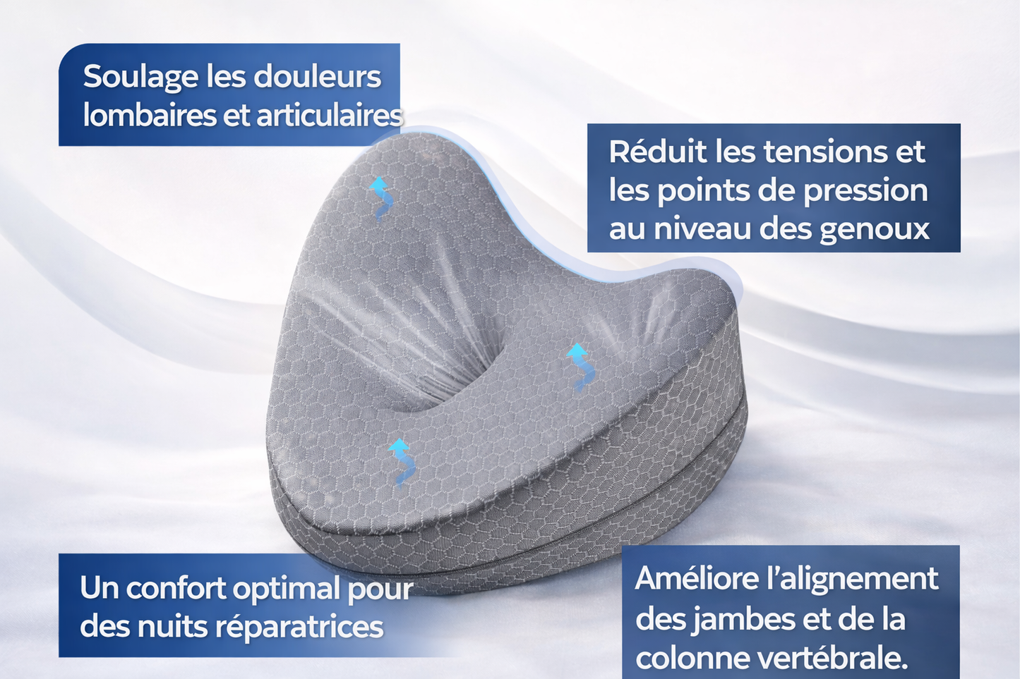 Coussin de genoux ergonomique – Alignement & confort pendant le sommeil