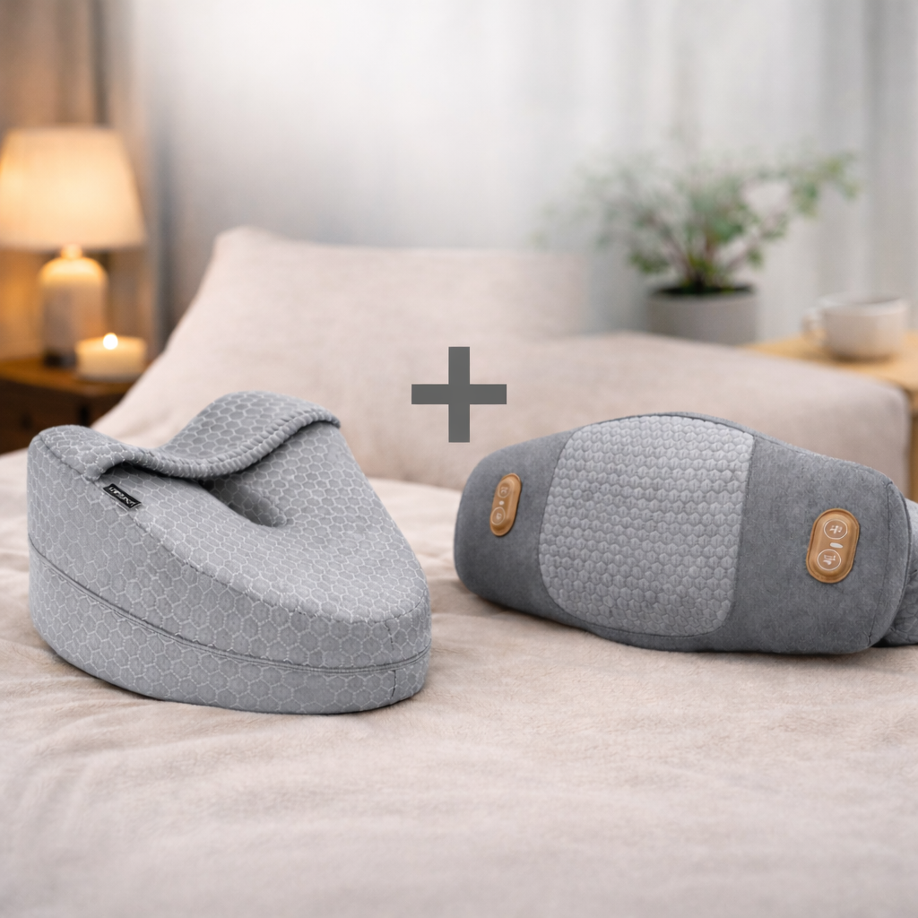 Routine Jour & Nuit — Masseur + Coussin Ergonomique